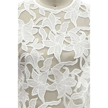 white Floral Embroidery Sheer Asymmetrical Top