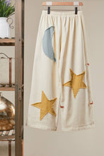 Cream Sun Moon Star Patch Wide Mello Pants