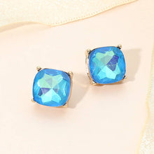 Gold White Square Cushion Stud Earrings
