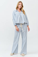 Light Blue Striped Wide Pants