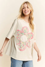 Natural Mineral Washed Floral Flower Patched Tshirt