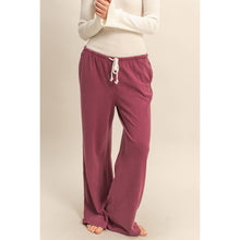 Dark Cherry Mineral Washed Drawstring Waist Relaxed Pants