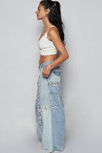 Denim Multi Lace-overlay waistband detail contrast denim woven POL pants