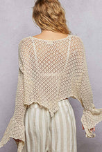 Cream Round Neck Crochet Raw Edge Solid Knit Top