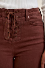 Cocoa High Waist JAQUELINE Flare w/ Lace Up Judy Blue Jeans