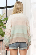 Mint Multi Puff Sleeve Ombre Sweater