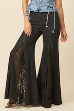 Black Denim Lace Wide Leg Jeans