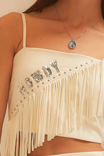 Ivory HOWDY Western Asymmetry Fringe With Stud Top
