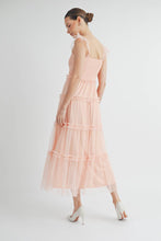Pink Romantic Tiered Tulle Smocked Maxi Dress
