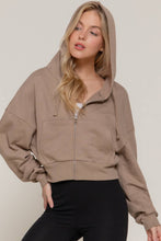 Ivy Beige Long Sleeve Hoodie French Terry Zip Up Jacket