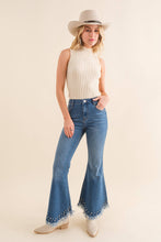 Blue B Destressed Bottom Edge w/ Rhinestone Jeans: MED DENIM