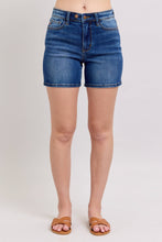 Dark High Waisted 2 Button Mid Length Judy Blue Dad Shorts