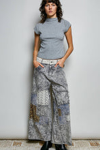 Black Multi Handcrafted Vintage DIY Patchwork-Style Waistband Wide POL Pants