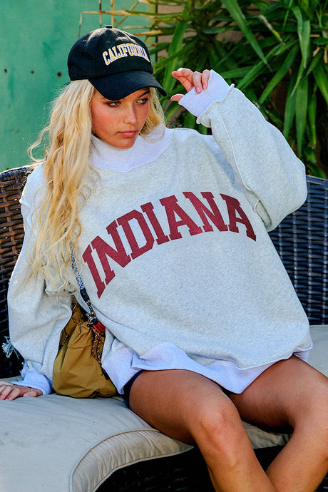 Heather Grey 'INDIANA&IN' Reversible Mockneck Sweashirts