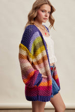 Rainbow Hand-Crochet Open Cardigan