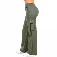 Olive Wide Leg Cargo Pocket Pants