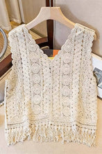 Beige Crochet Fringe Sweater Vest