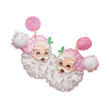 Red Glittered Resin Pom Santa Dangle Earrings