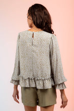 Lavender Floral Print Ruffle Blouse