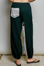 Black Double Gauze Embroidery Adjustable Drawstring POL Jogger Pants