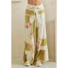 Olive Washed Floral Patchwork Flare Oli+Hali Pants