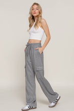 Heather Grey Waistband Drawstring Side Pocket Knit Corduroy Long Pants