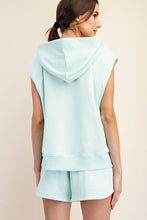 Ice Blue Sleeveless French Terry Oversized Hoodie