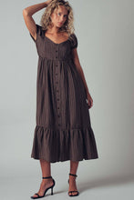 Brown Multi Check Puff Sleeve Smocked Midi Urban Daizy Dress