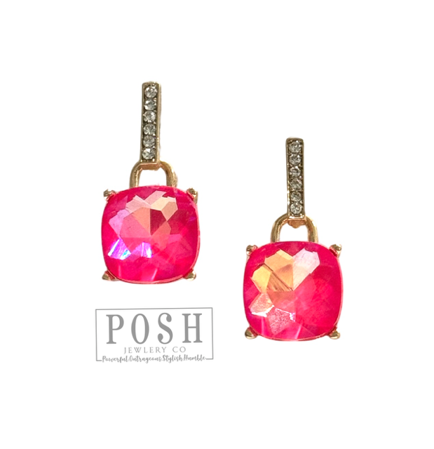 Rhinestone post earring: Pink