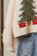 Ivory Christmas Tree Embroidered Soft Cardigan