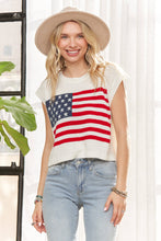Ivory Sleeveless American Flag Sweater