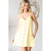 Yellow V-neck Strap Sleeveless Tencel Mini Dress: