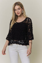 OPEN-KNIT SQUARE CROCHET TOP Rust