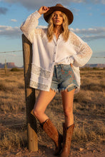 White Lace Mixed Oversized Shirt