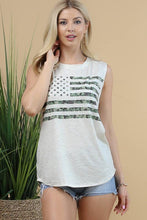 Oatmeal American Flag Camo Sleeveless Top