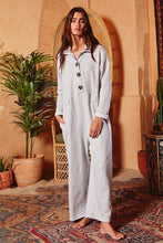 Heather Grey French Terry Boxy Button Up Bucketlist Jumpsuit