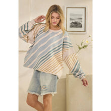 Light Taupe Cloud Washed Stripes Raw Edge Oli+Hali Pullover