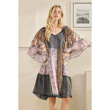 Black Multi Washed Mix Printed Tiered Ruffle Oli+Hali Tunic