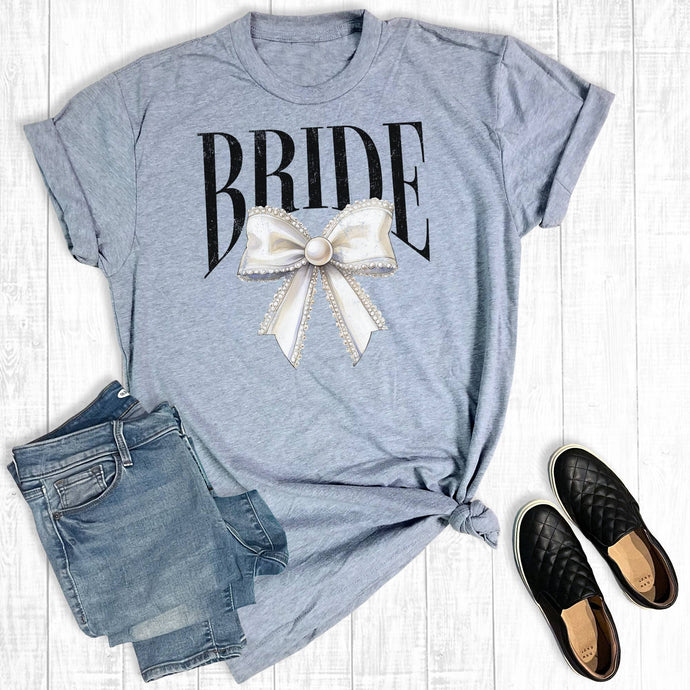 Grey Wedding Bride Coquette Bow Graphic tee