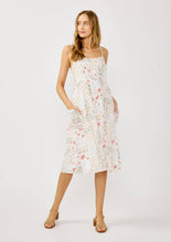 Natural Lavender Smocked Faux Button Front Pocket Dress