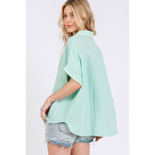 Mint Boho Contrast Zigzag Trim Gauze Sage+Fig Shirt