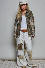 Allover Print Pattern Raw-Edge Fringe Trim Shirt Jacket: CHOCO MULTI / L