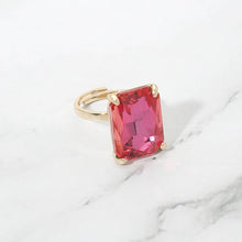 Rose Bold Emerald Cut Stone Cluster Accent Adjustable Ring