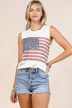 Ivory Red Blue American Sleeveless Top