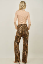 Brown Leopard Rhinestone High Waisted Straight Leg Jeans