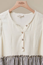 Ivory Striped Tiered Button Sleeveless Mello Top