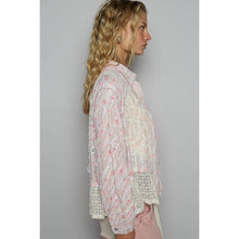 Blush Floral Plaid pattern with peace patch POL shirt