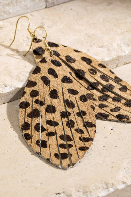 Stringray Genuine Leather Feather Earrings
