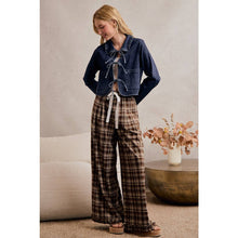 Brown Plaid Check Wide Leg Pants
