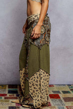 Olive Double gauze varied printed patchwork woven POL pants